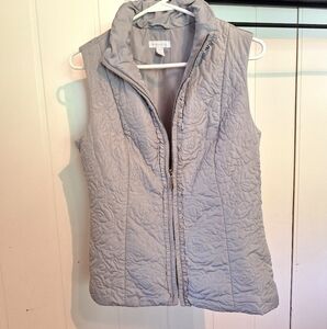 NWOT Charter Club Gray Rose Stitching Quilted Vest Size M